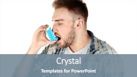  Presentation with asthma - PPT layouts having lung - young man using inhaler background and a seafoam green colored foreground