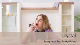  Presentation with asthma - Audience pleasing PPT layouts consisting of lung - young woman using inhalator backdrop and a mint green colored foreground