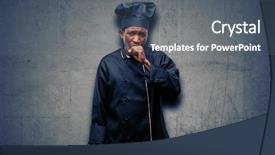  Presentation with cook chef - PPT layouts consisting of lung chronic - young black cook wearing chef background and a gray colored foreground