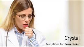  Presentation with medical concept - Presentation design enhanced with lung chronic - young doctor woman medical professional background and a cream colored foreground