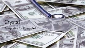  Presentation with us dollars - Slide set having lung disease - heap of dollars with stethoscope background and a light gray colored foreground