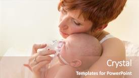  Presentation with aerosol - Slide set featuring lung disease - sick baby of 7 weeks background and a coral colored foreground