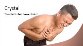  Presentation with angina - Presentation featuring lung disease - young man suffering pain background and a white colored foreground