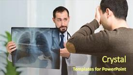 Presentation with doctor patient relations - Beautiful PPT layouts featuring lung emphysema - doctor showing radiography backdrop and a  colored foreground