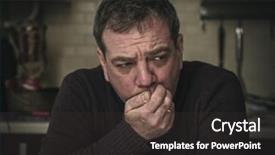  Presentation with aged - Presentation design with lung emphysema - portrait of middle-aged men real background and a  colored foreground