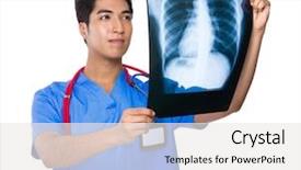  Presentation with radiation - Presentation with lung radiation - doctor look at the x background and a white colored foreground