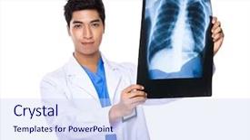  Presentation with man holding phone - Colorful presentation theme enhanced with lung radiation - doctor man holding with x backdrop and a  colored foreground