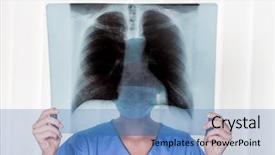  Presentation with surgical nurse - Slide deck consisting of lung radiation - nurse or doctor in surgical background and a  colored foreground