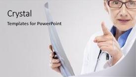  Presentation with work - Slide deck having lung radiation - sixty years woman doctor background and a  colored foreground