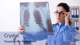  Presentation with radiologist - Audience pleasing presentation theme consisting of lung xray - young female doctor radiologist working backdrop and a teal colored foreground