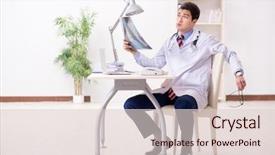  Presentation with lung - Slide set consisting of lung xray - young handsome doctor working background and a lemonade colored foreground