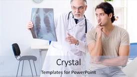  Presentation with old man and his music - Presentation design having lung xray - young man visiting old male background and a light blue colored foreground