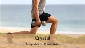  Presentation with workout - Slides having lunge leg workout with dumbbells background and a coral colored foreground