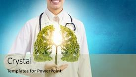  Presentation with breathing - Audience pleasing slide deck consisting of lungs breathing - close up of female doctor backdrop and a yellow colored foreground