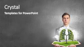  Presentation with book - Amazing presentation theme having lungs breathing - man with opened book backdrop and a gray colored foreground