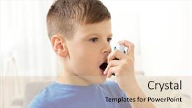  Presentation with asthma - Beautiful slide deck featuring lungs disorders - little boy using asthma inhaler backdrop and a lemonade colored foreground