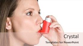  Presentation with lungs - Beautiful slide set featuring lungs disorders - woman taking inhaler backdrop and a lemonade colored foreground