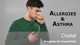  Presentation with allergies - Audience pleasing slide set consisting of lungs disorders - young man suffering from cough backdrop and a gray colored foreground