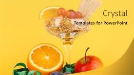  Presentation with lungs - Cool new presentation with lungs muesli in vase for desserts with fruit on yellow background backdrop and a yellow colored foreground