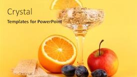  Presentation with lungs - PPT theme consisting of lungs muesli in vase for desserts with fruit on yellow background background and a yellow colored foreground