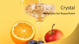  Presentation with lungs - Slides enhanced with lungs muesli in vase for desserts with fruit on yellow background background and a yellow colored foreground