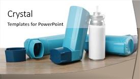  Presentation with lungs - Audience pleasing presentation design consisting of lungs respiratory - asthma inhalers on wooden table backdrop and a white colored foreground