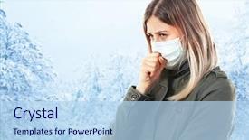  Presentation with wearing a surgical face mask - Presentation design having lungs respiratory - sick woman wearing facial mask background and a  colored foreground