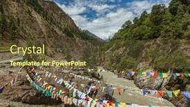  Presentation with buddhist prayer flags - PPT theme with lungta-buddhist-prayer-flags background and a tawny brown colored foreground