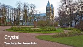  Presentation with park - Beautiful presentation theme featuring lunhd - cathedral and park in lund backdrop and a violet colored foreground