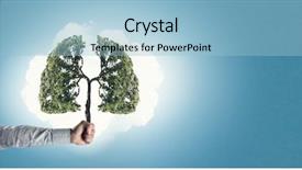  Presentation with green tree - PPT layouts having lunhd - close up of hand holding background and a light blue colored foreground