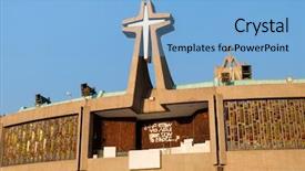  Presentation with mexico city - Beautiful PPT theme featuring lupe - detail of the basilica backdrop and a light blue colored foreground