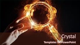  Presentation with search - Presentation design featuring lupe - fire search icon background and a wine colored foreground