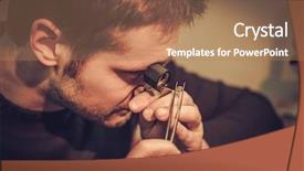  Presentation with evaluation - Presentation theme featuring lupe - jeweler during the evaluation background and a  colored foreground