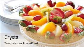  Presentation with fruit and herbs - Colorful PPT theme enhanced with luscious fruit tart or flan backdrop and a  colored foreground