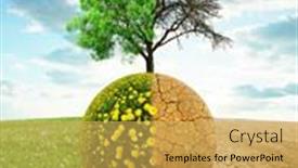  Presentation with climate change - Presentation theme enhanced with lush-and-dry-planet background and a yellow colored foreground