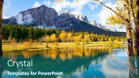  Presentation with canadian - Audience pleasing PPT theme consisting of lush-autumn-in-the-canadian backdrop and a ocean colored foreground