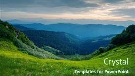  Presentation with green mountains - PPT layouts having lush-green-grass-covered-mountains background and a forest green colored foreground