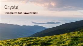  Presentation with green mountains - Presentation theme consisting of lush-green-grass-covered-mountains background and a lemonade colored foreground