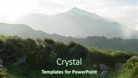  Presentation with green mountains - Colorful presentation theme enhanced with lush-green-grass-covered-mountains backdrop and a tawny brown colored foreground