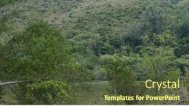  Presentation with island - Presentation theme featuring lush-greenery-mountain-on-island background and a tawny brown colored foreground