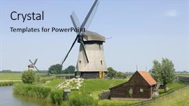  Presentation with canal irrigation - Presentation theme featuring lush reed covered canal background and a  colored foreground