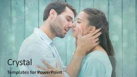  Presentation with couple kiss - PPT layouts consisting of lust - attractive young couple background and a light blue colored foreground