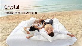  Presentation with bed - Colorful slides enhanced with lust - beautiful young couple resting backdrop and a lemonade colored foreground