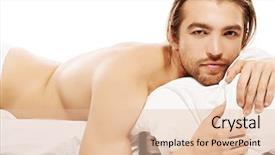  Presentation with pornographic nude women - Theme with lust - handsome nude man lying background and a lemonade colored foreground