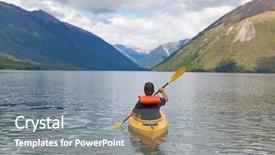  Presentation with helping man mountain - Presentation theme consisting of lust - man paddling kayak in mountain background and a gray colored foreground