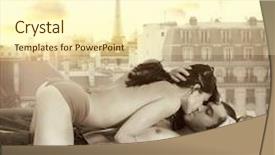  Presentation with sexy - Theme featuring lust - young sexy couple making passionate background and a cream colored foreground