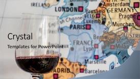  Presentation with map - Theme consisting of lust world - glass of wine near map background and a light gray colored foreground