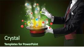  Presentation with magic wand - Colorful PPT theme enhanced with lustrous - illusionist conjure with magic wand backdrop and a tawny brown colored foreground