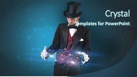  Presentation with blue and yellow geometric - Slides consisting of lustrous - magician with blue background background and a ocean colored foreground