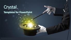  Presentation with conjuring - Theme with lustrous - white glove hand conjuring something background and a tawny brown colored foreground